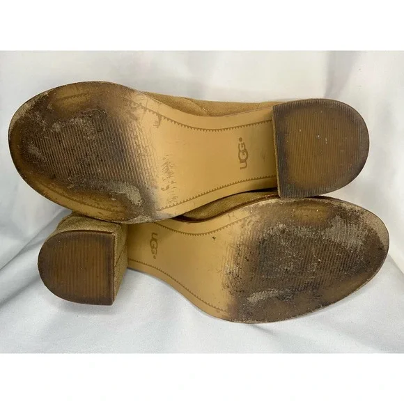 UGG Ginger Booties Open Toe Brown Suede with Suede heel Womens Size 9.5 - Picture 8 of 9